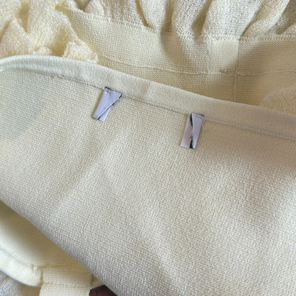 NEW SANDRO Ruffled Bandeau Top Pastel Yellow Pearl Detail | size 1 / S - Picture 6 of 10